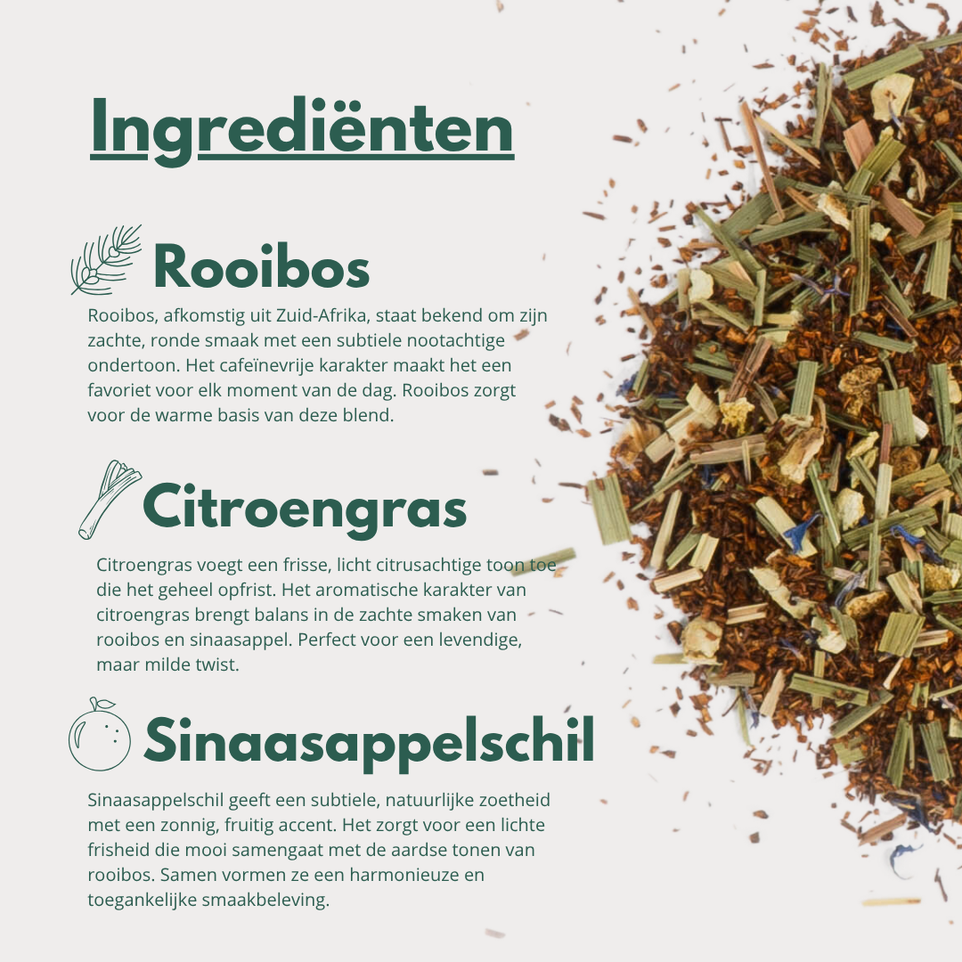 Rooibos - Zuid-Afrikaanse Rooibos mix met Citroengras en Sinaasappel